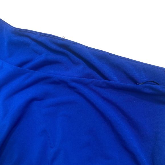 The Fashion Poet Dress Women’s Sz XL Blue One Shoulder Ruched Midi - Picture 8 of 9